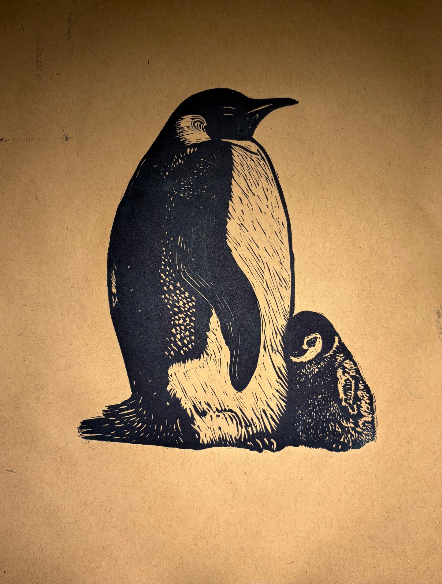 Vínculo Antártico — Linograbado en Azul