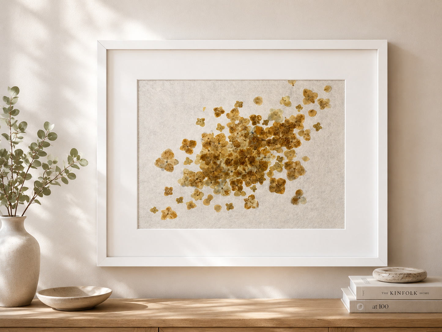 Azar / Chance — Hortensias Prensadas sobre Papel Kozo / Pressed Hydrangeas on Kozo Paper