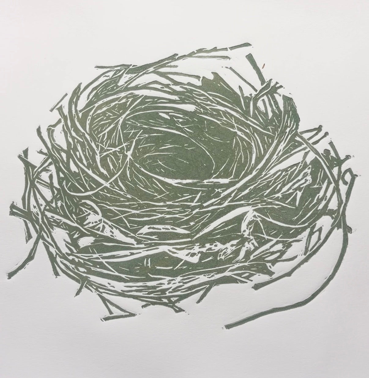 Nido verde menta — Linograbado Original