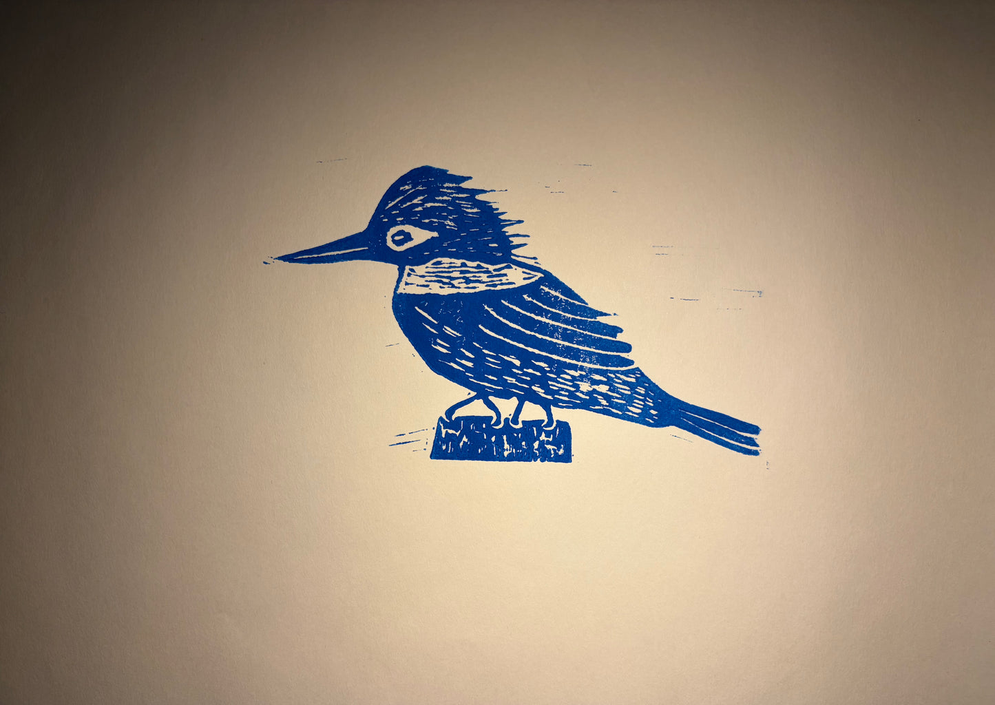 Martín Pescador — Linograbado Original