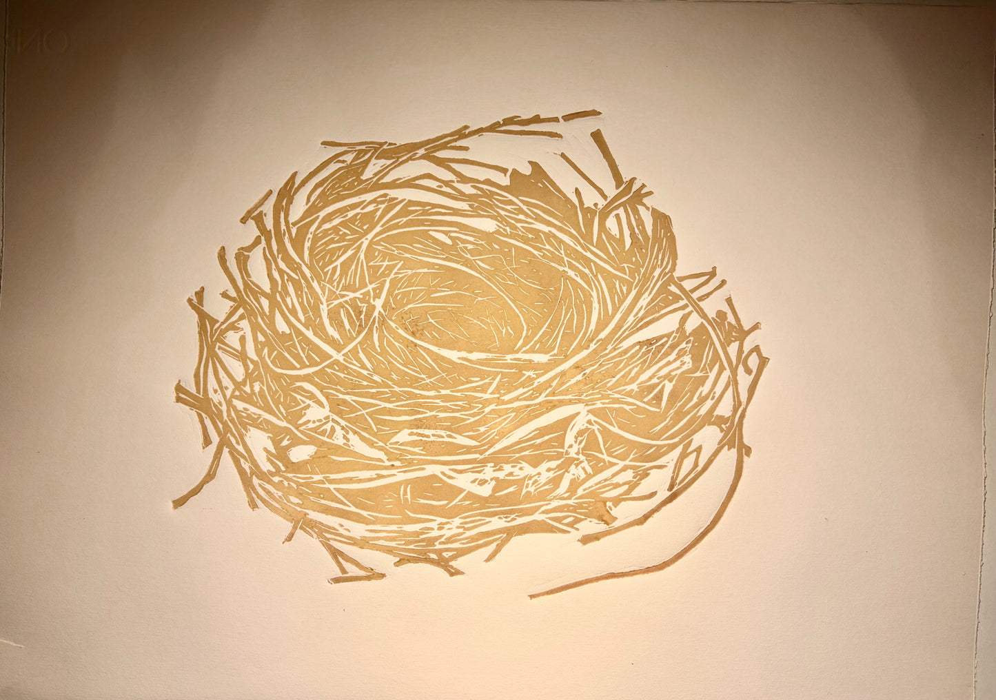 Nido Ocre — Linograbado Original