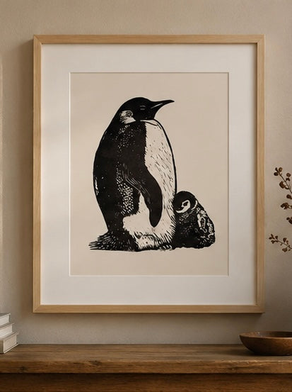Vínculo Antártico — Linograbado Original