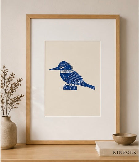 Martín Pescador — Linograbado Original